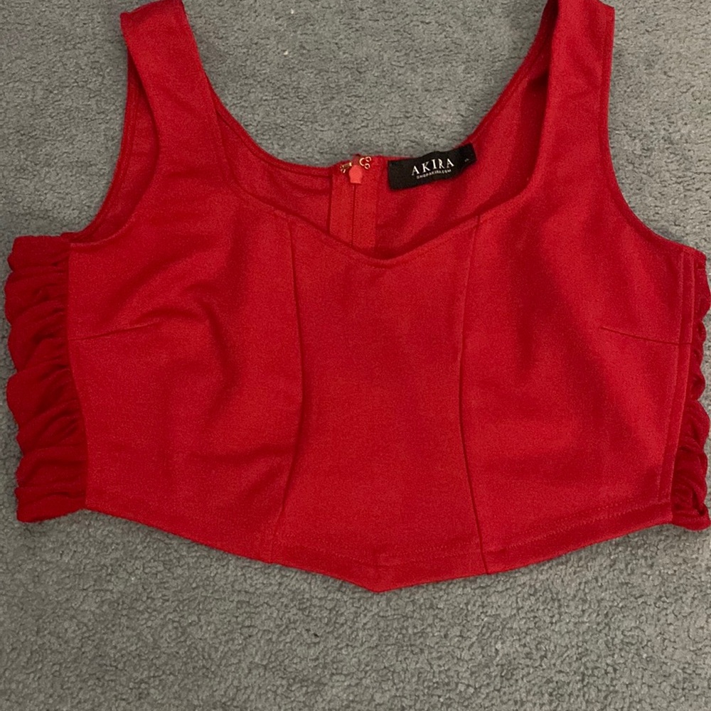 Red corset lined going out top (zipper in back)